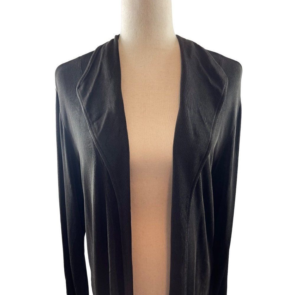 Chico's Travelers Slinky Acetate Open Cardigan Size 2 Large Chocolate Brown USA - Picture 2 of 8